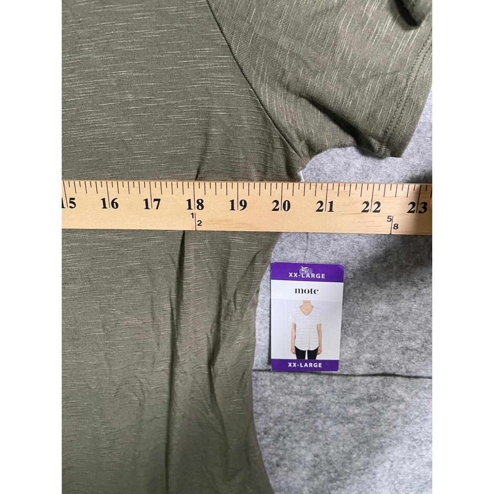 Mote Womens Olive Green Slub Knit V-Neck Pocket T-Shirt Size XXL New - Picture 6 of 8